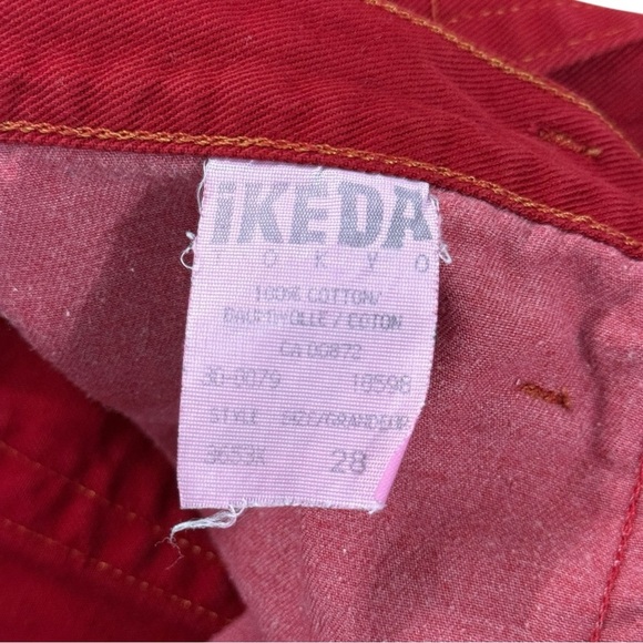 Ikeda Vintage 90s Red Mom Jeans Size 28 High Straight Denim Button Fly Rare - Picture 8 of 11